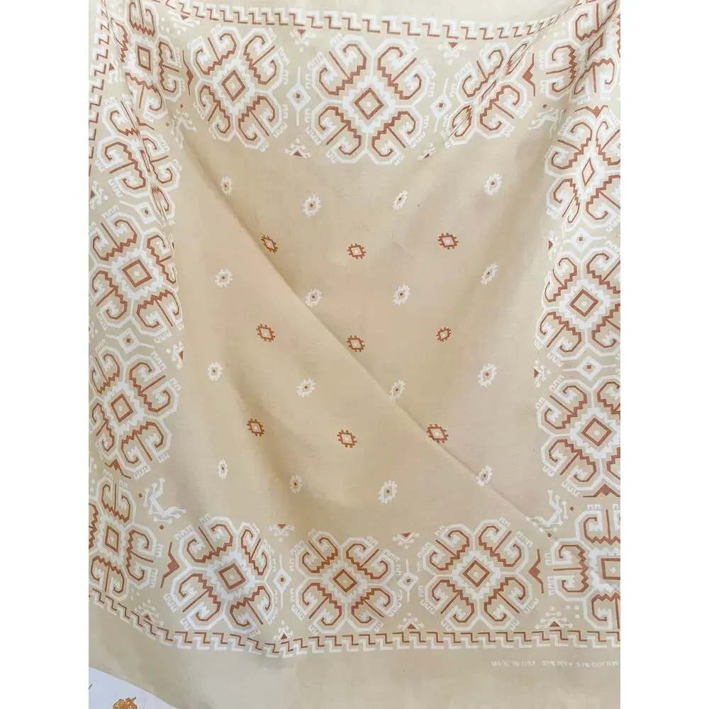 Vintage USA Made Southwestern Geometric Bandana Scarf 21”